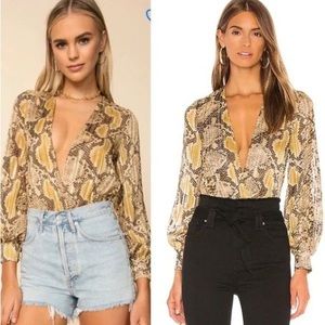 Superdown Aliza Snakeskin Bodysuit